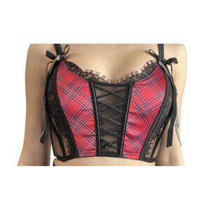 Victoria's Secret NEW! Dream Angels Plaid & Lace Corset-Style Bralette Size XXL